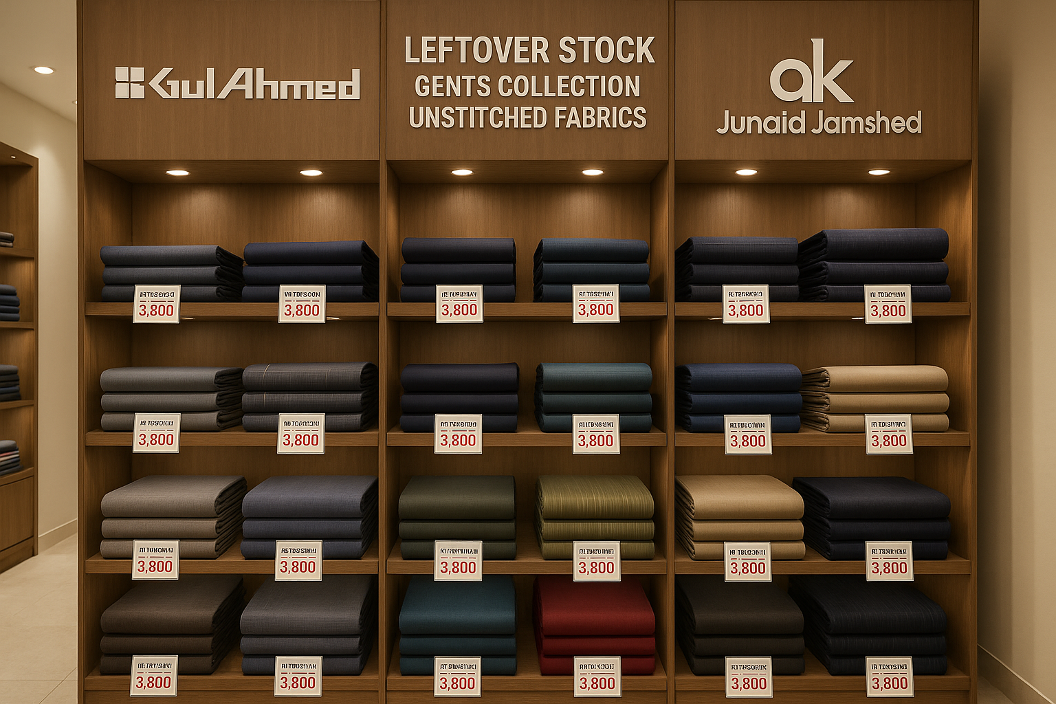 Brand left over stock store display gul ahmed sapphire Al karam junaid jumshad gents collection unstitched