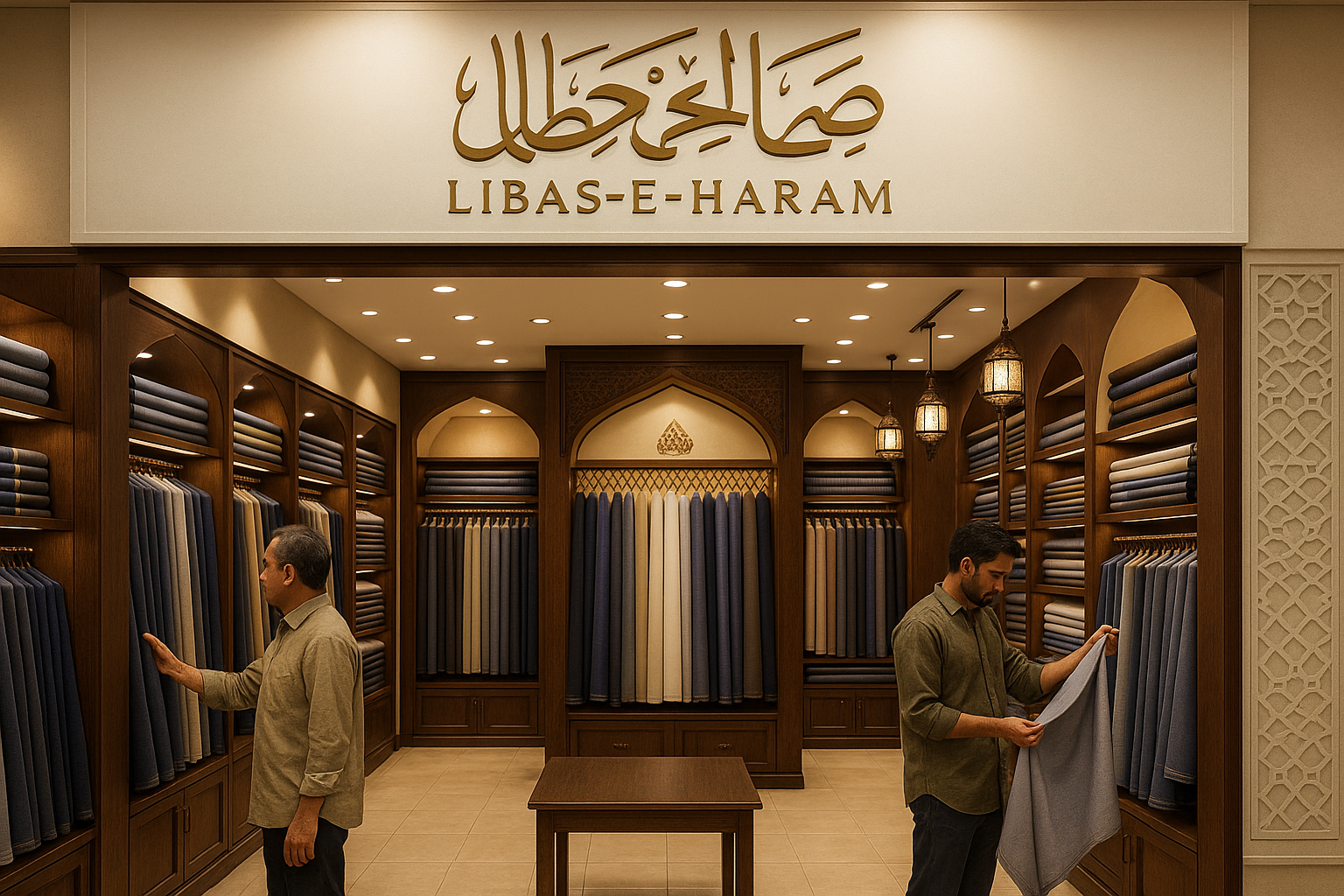 Perfact men unstitched dress shop with logo "libas-e-Haram"